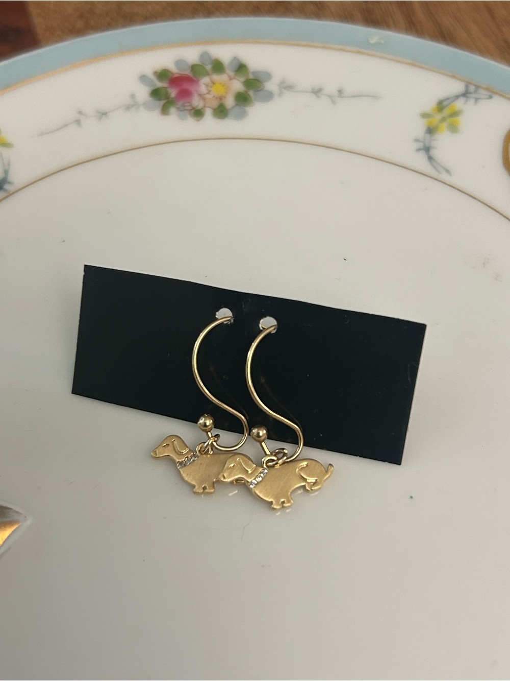 Gold Dachshund Drop Earrings